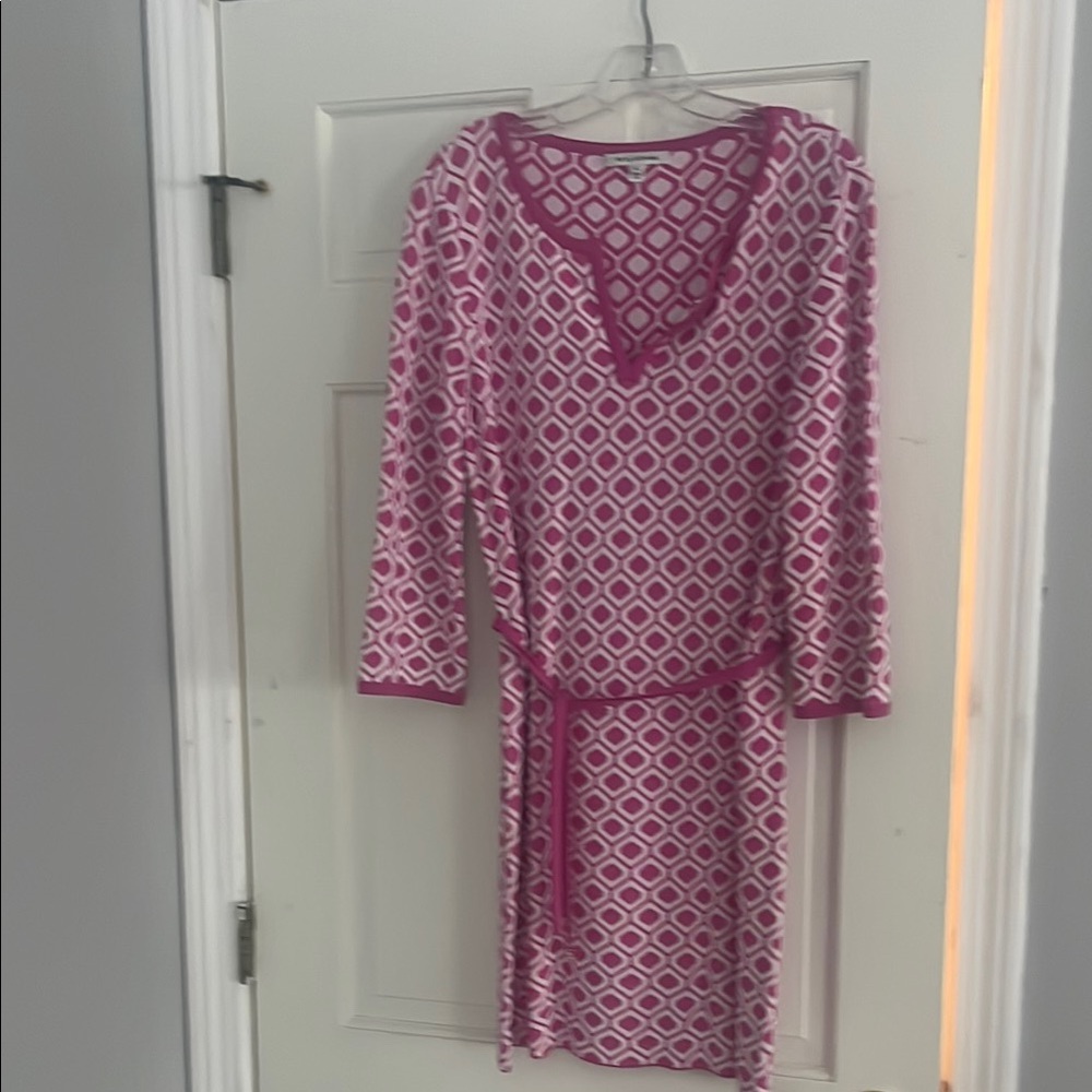 Pink Geometric Pattern St John Dress